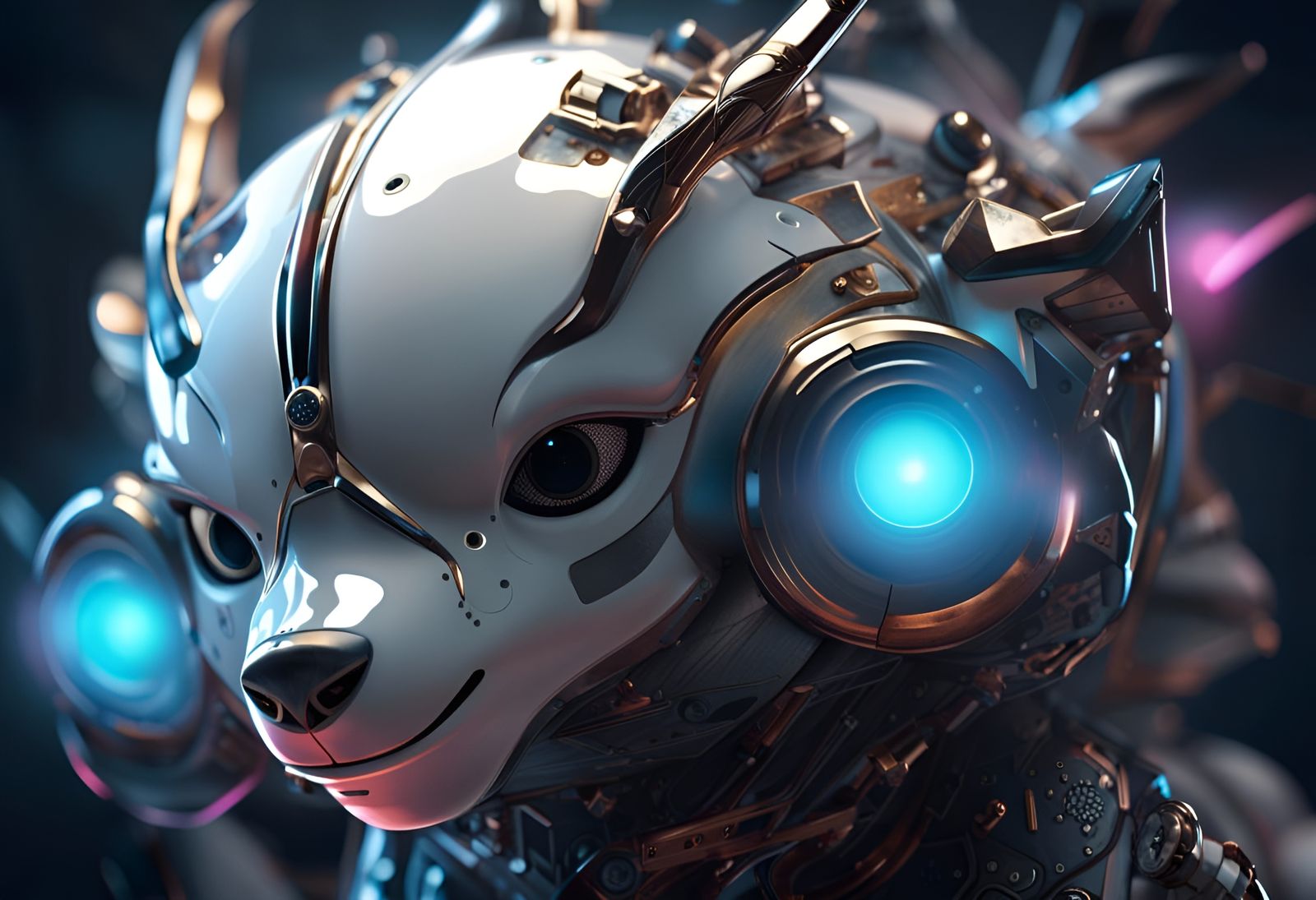 Cyberpunk Chihuahua Puppy in Neon Starry Sky