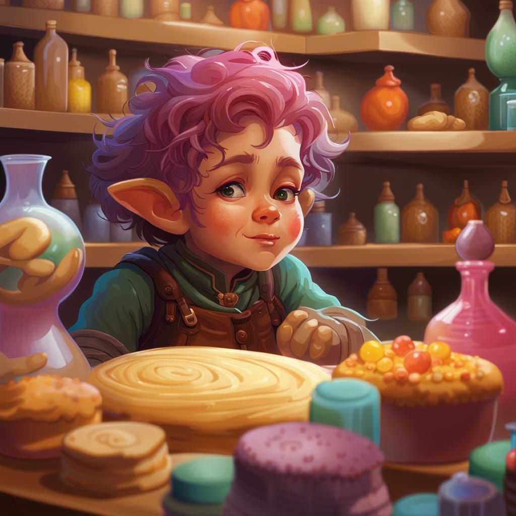 Halfling Baker in Fantasy Pastry Shop
