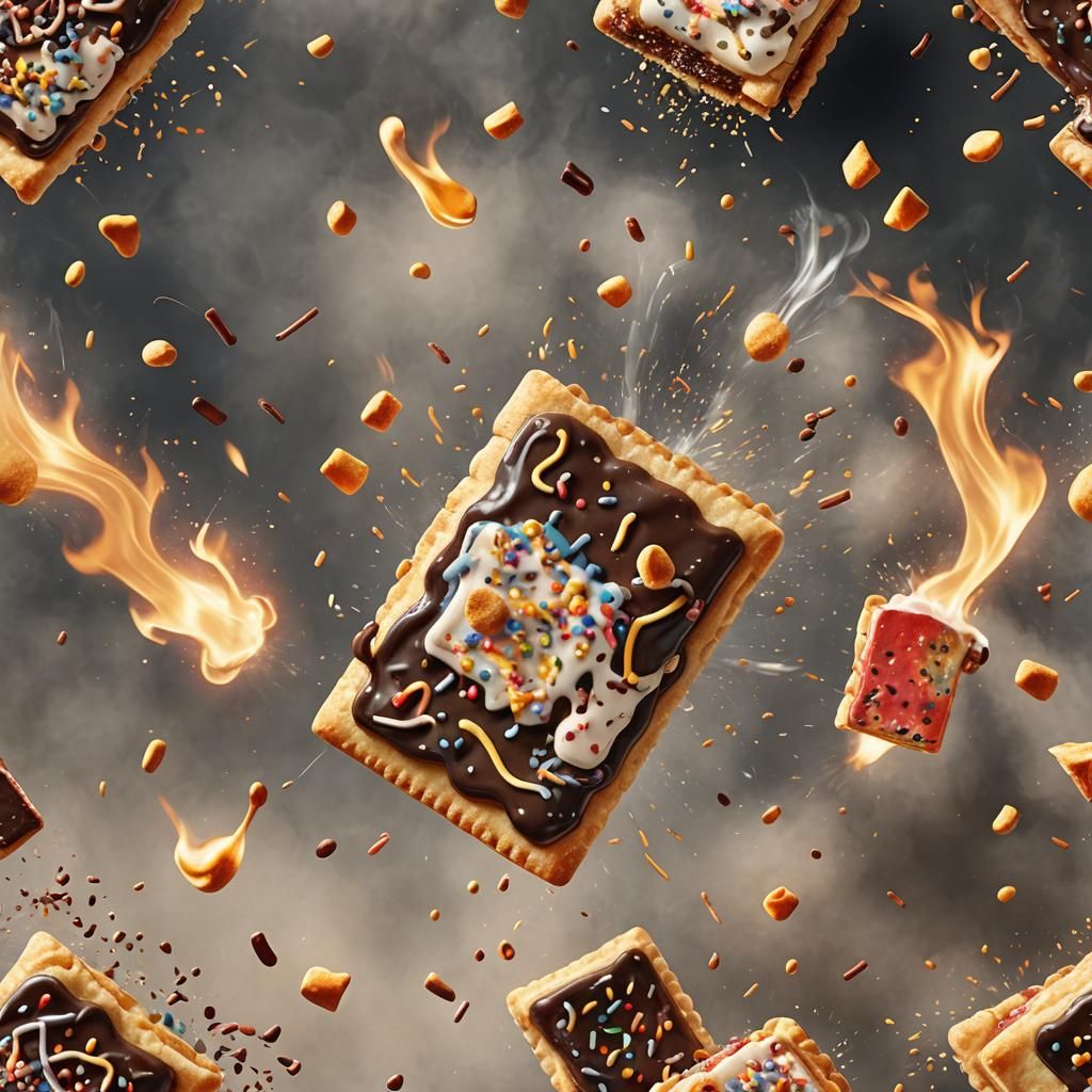 Fiery Pop-Tart Stands Defiant, 3D Render