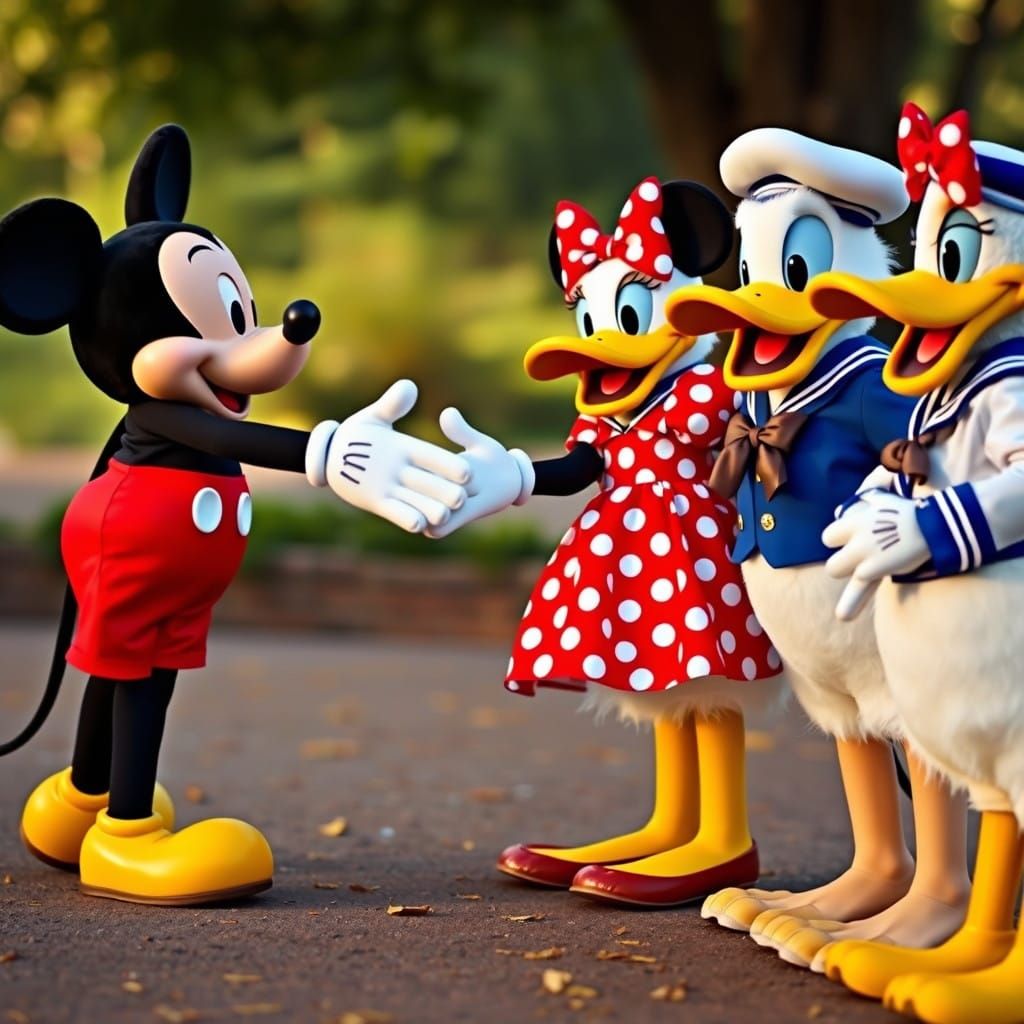 Mickey and Minnie Mouse Handshake in Fine Art Photo