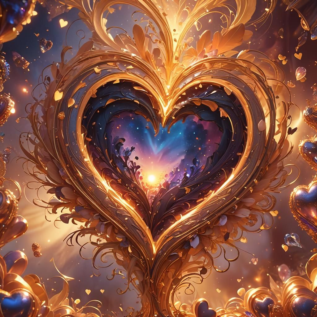 Spiritual Hearts in Vibrant Digital Painting