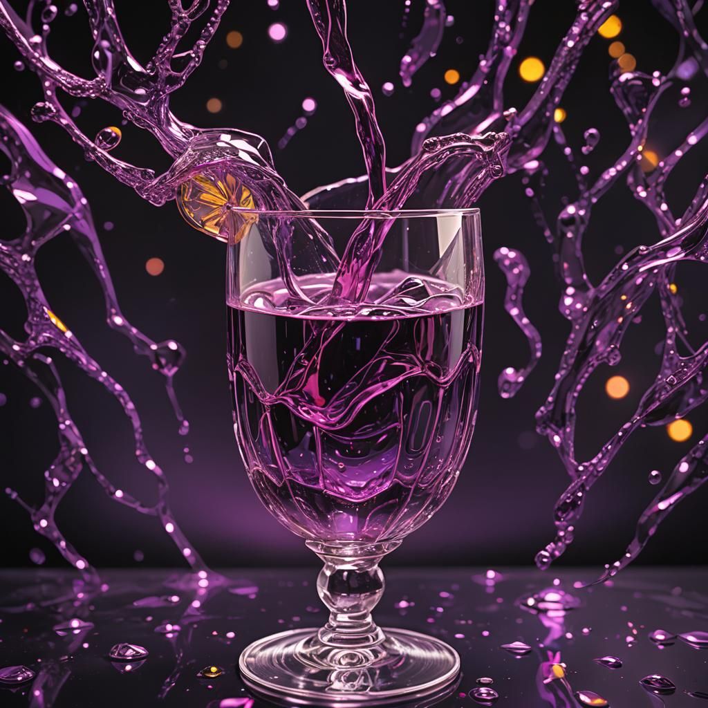 Neon Purple Juice Shimmers in Digital Painting