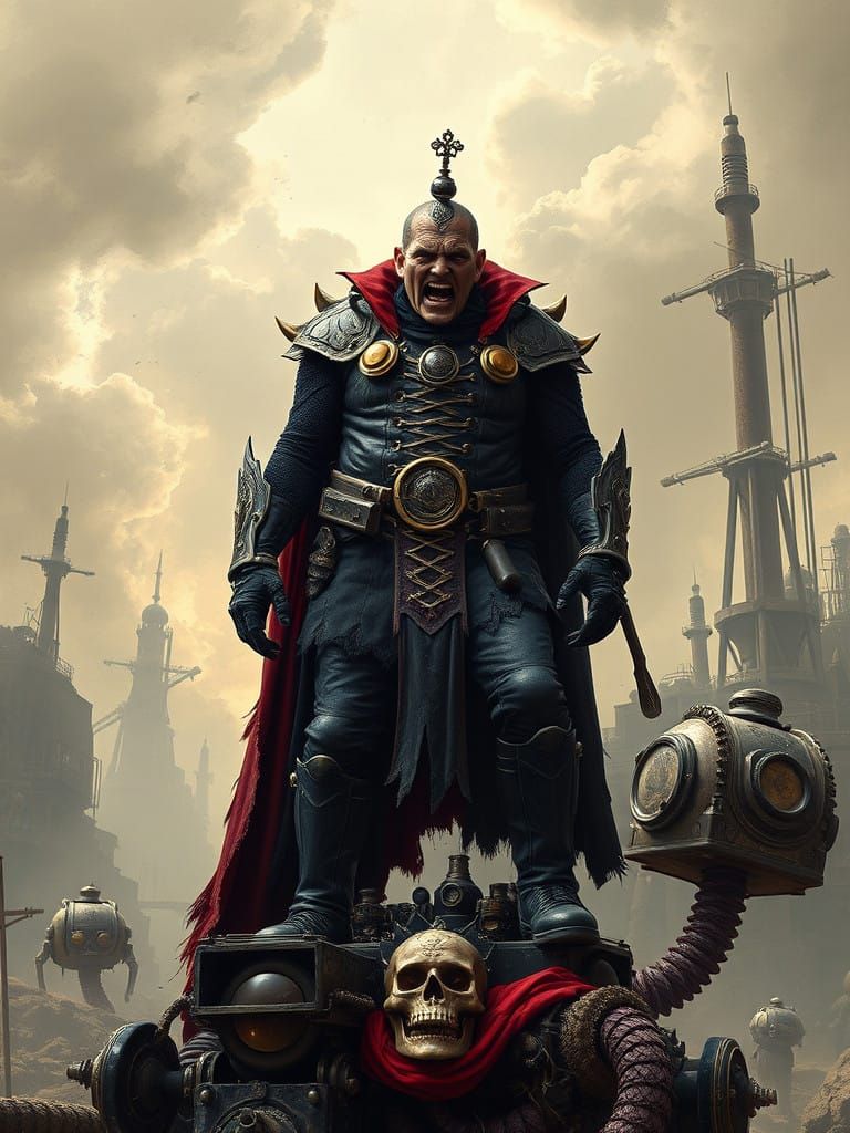 Baron Harkonnen in Futurist Grotesque Comic Art Style