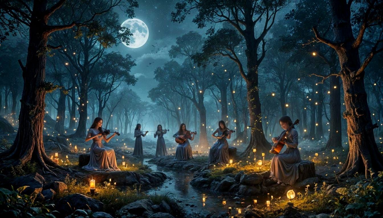 Moonlit Forest Orchestra in Ethereal Disney Aesthetic