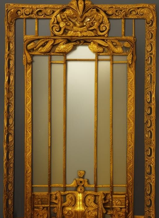 Ornate Mirror Surrounded by Swirling Fog