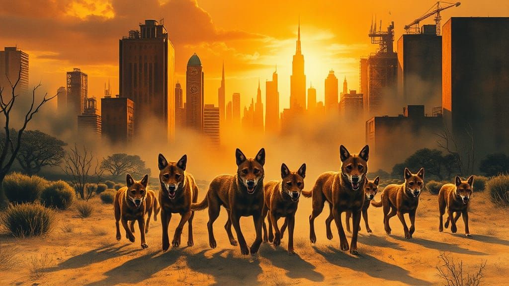 Dingo Pack in Surreal Australian Outback