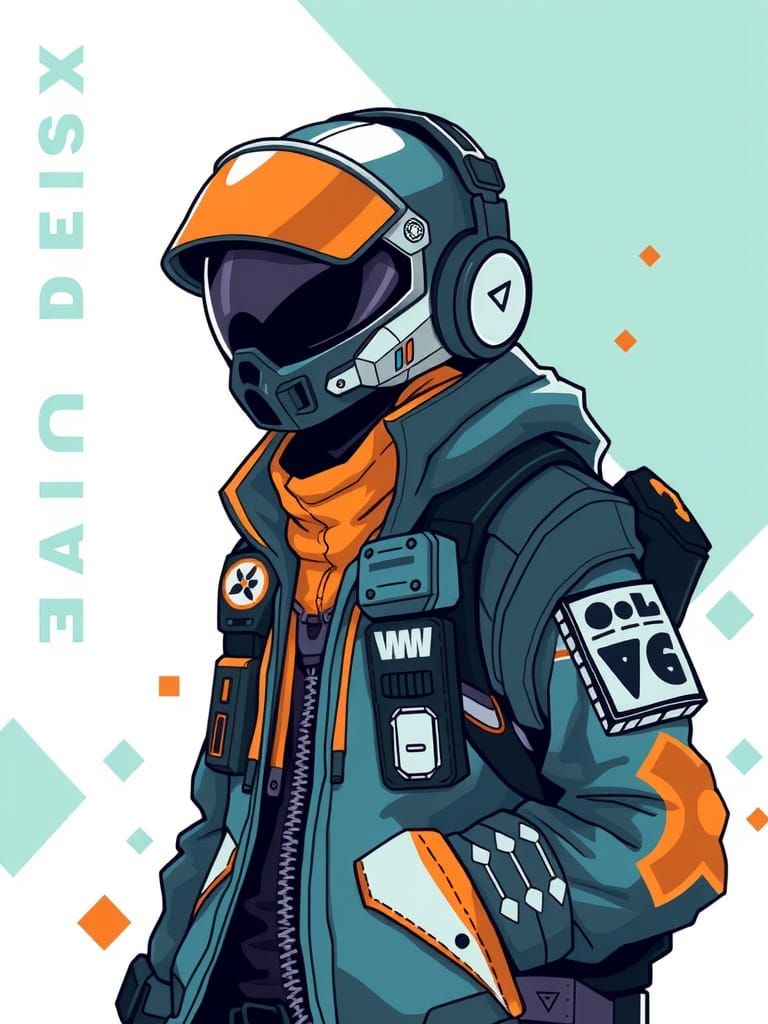 Futuristic Pixel Art Character in Cyberpunk Style