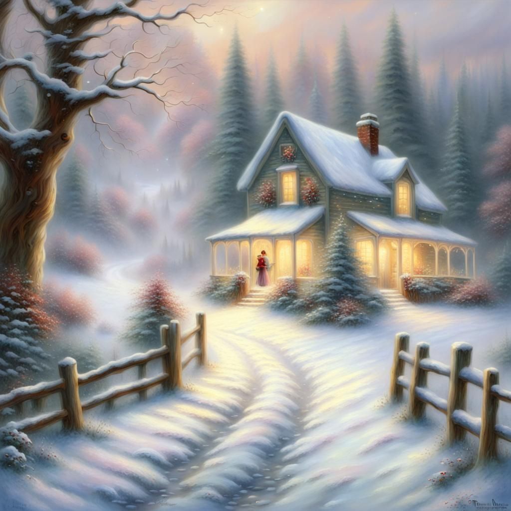 Ethereal Winter Country Scene in Fantasy Style