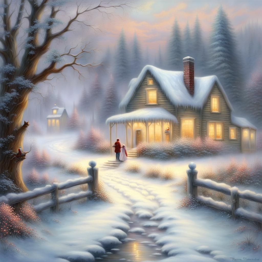 Ethereal Winter Countryside Landscape in Fantasy Style