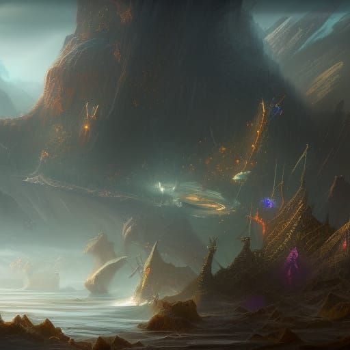 Fantastical Tidal Trickster in Detailed Matte Painting