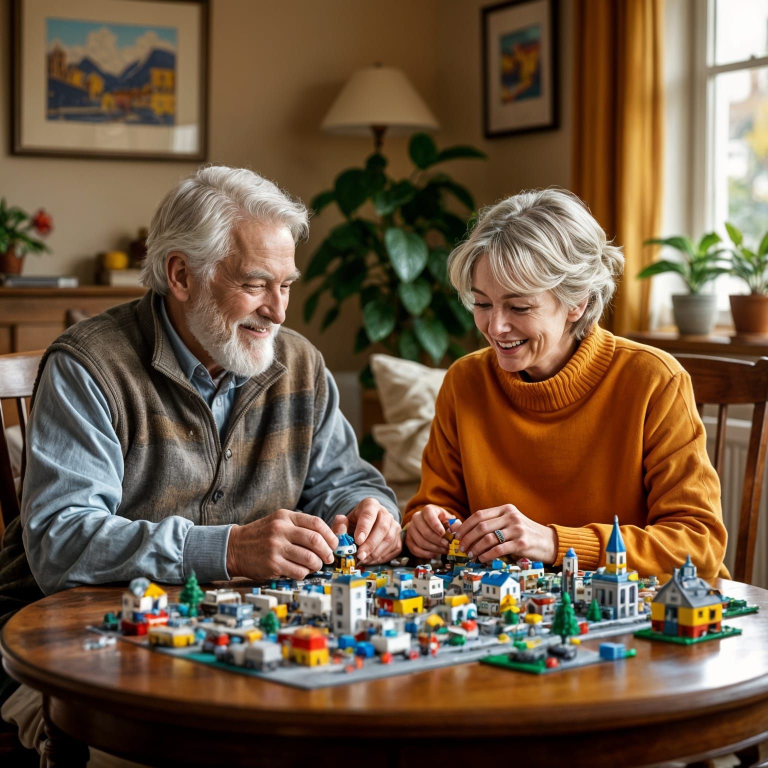 Elderly Couple's Lego City: A Hyperrealistic Concept Art