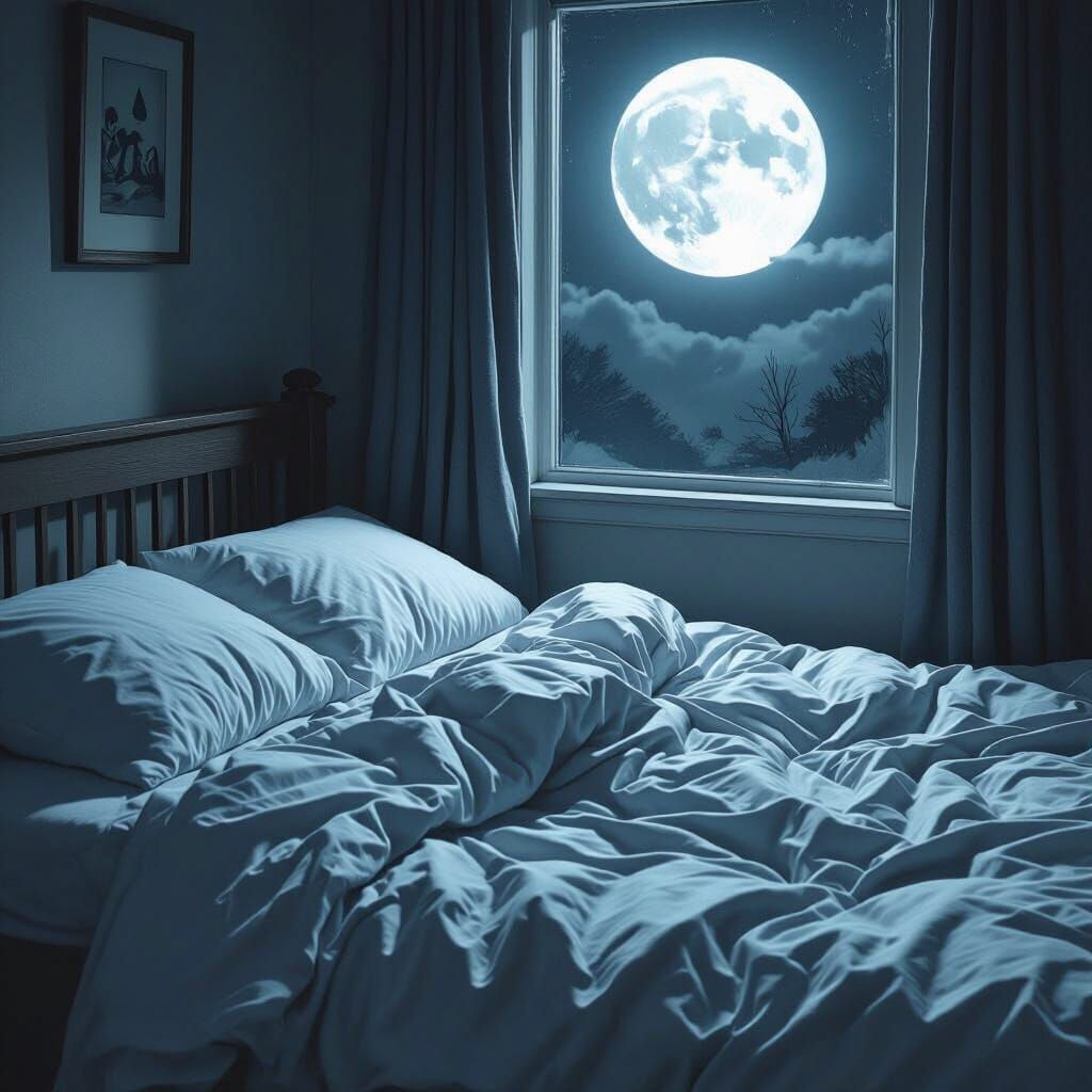 Eerie Bed with Invisible Presence in Junji Ito Style