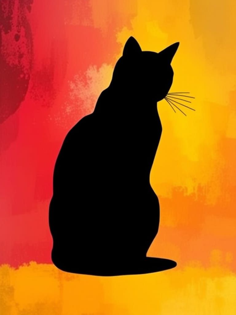 Whimsical Cat Silhouette in Vibrant Gradient Colors
