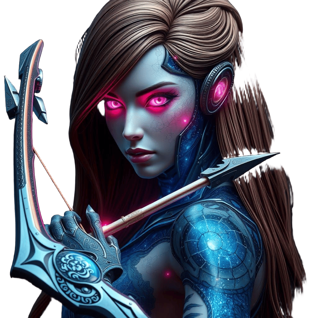 Hyperrealistic Robot Warrior Maiden, Triadic Colors