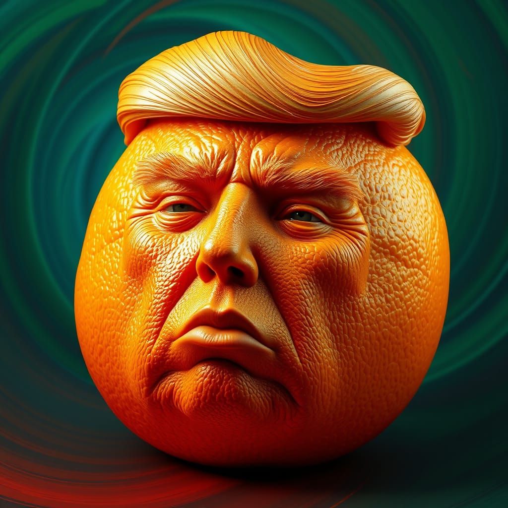 Hyper-Realistic Orange Form in a Swirling Vortex