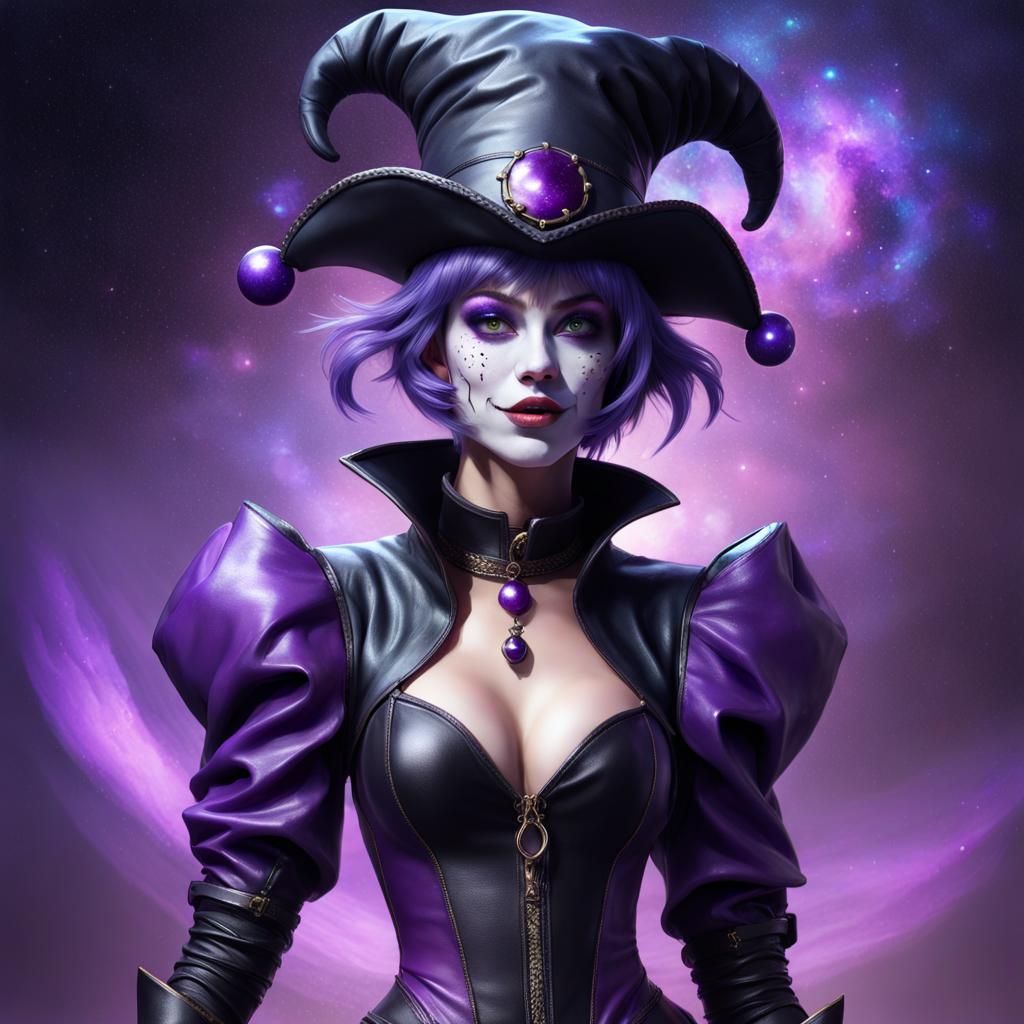 Galaxy Jester in Detailed Matte Painting Style
