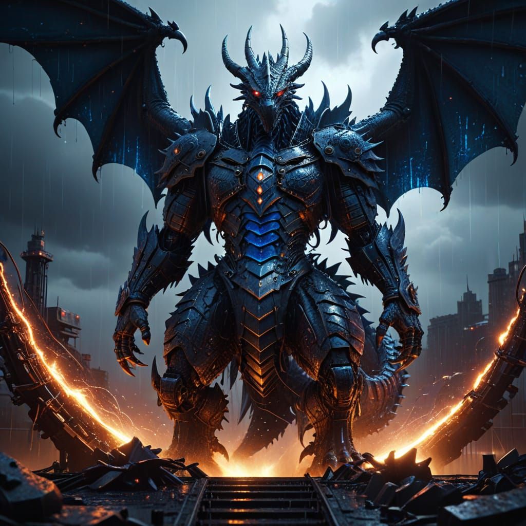Mechanical Dragon in Sci-Fi Cyberpunk Style
