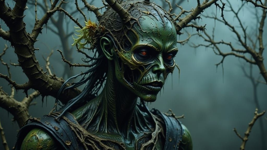 Ethereal Exoplanet Cryptid in Dark Fantasy Style