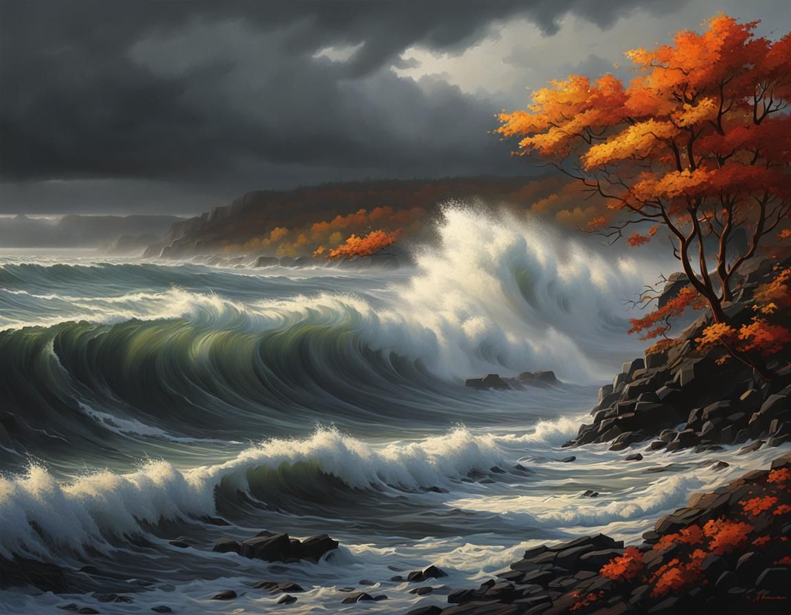 Autumn Storm on the Coast: Dark and Moody