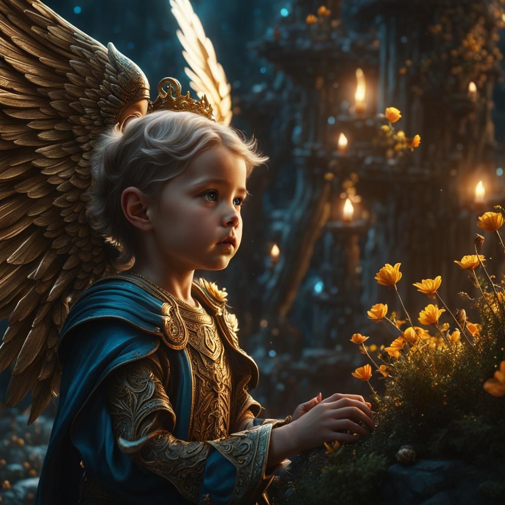 Angel Baby's Quest: Detailed Fantasy Concept Art