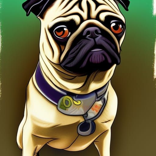 Pug Portrait in The Boondocks Style