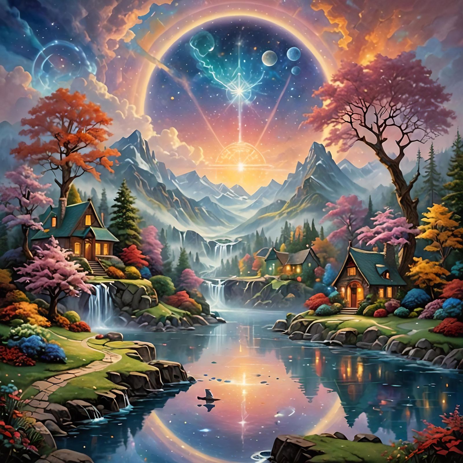 Elemental Zodiac Symbols in Ethereal Fantasy Style