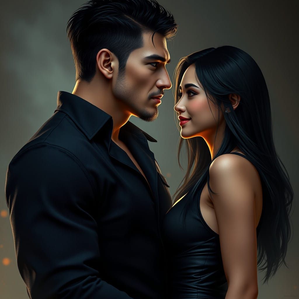 Tall, Dark Stranger Tenderly Kisses His Lovely Young Compani...