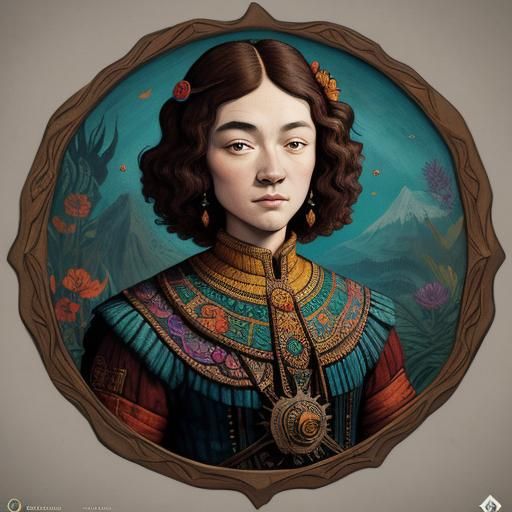 Kaleidoscopic Eye with Floral Elements, Detailed Matte Paint...