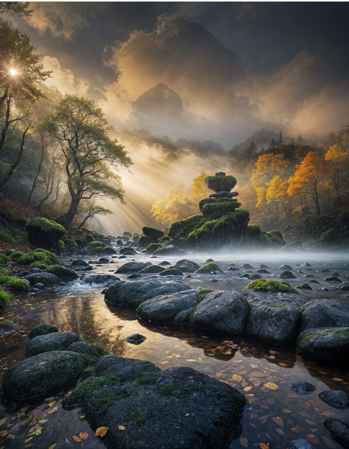 Autumn Forest Scene in Hyperrealistic HDR Style