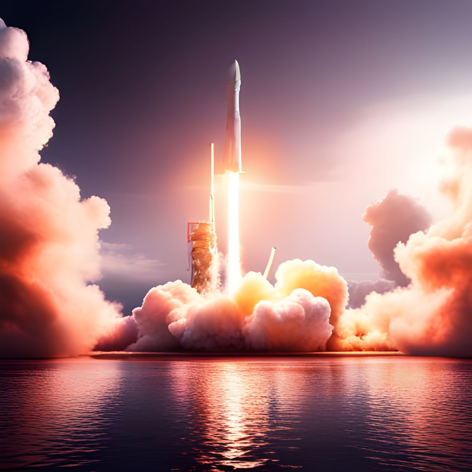 Spectacular SpaceX Rocket Launch in Detailed Matte Style