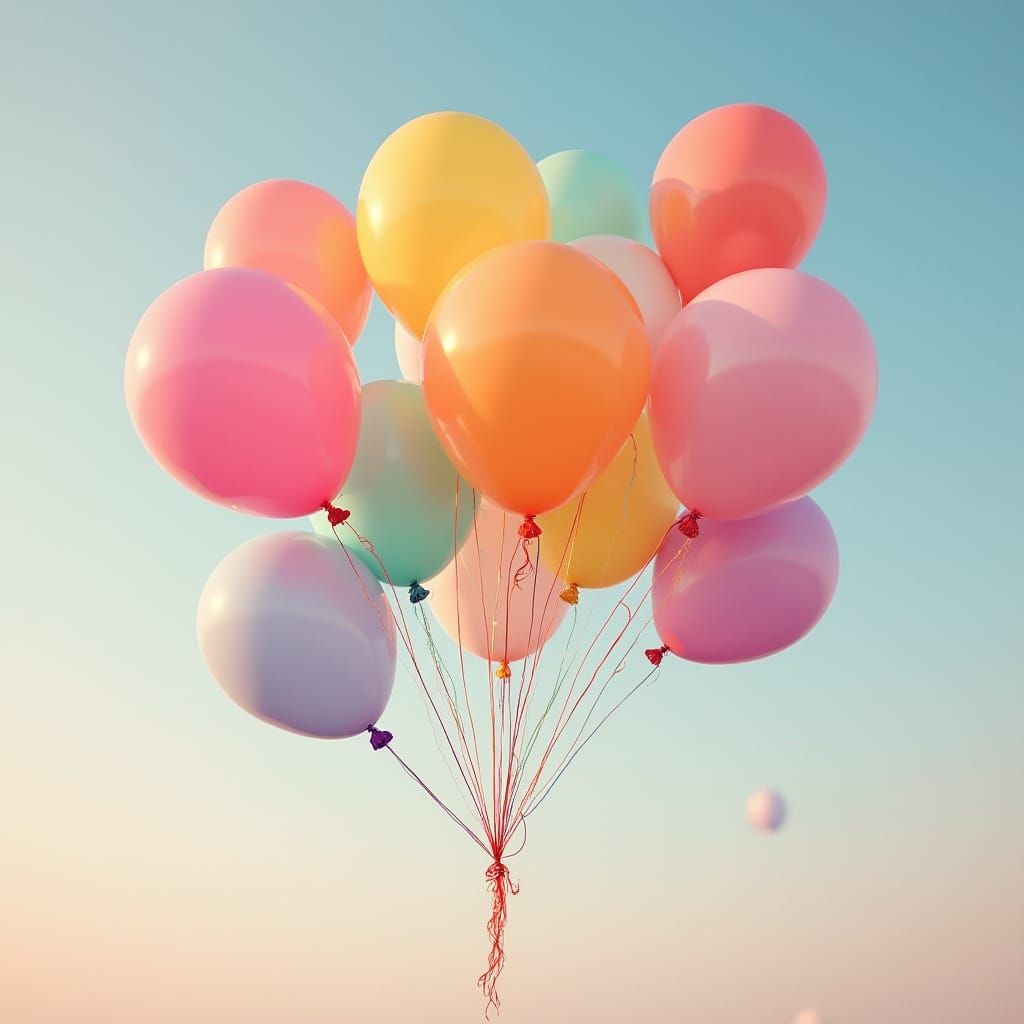 Vibrant Balloons in a Whimsical Digital Painting