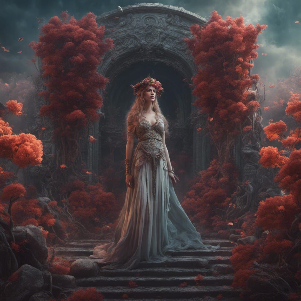 Persephone Goddess in Detailed Matte Painting