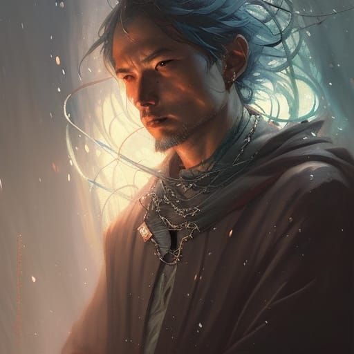 Mystical Chained Mage Portrait in Vibrant Colors