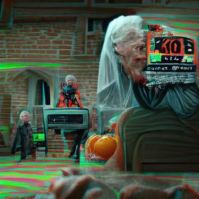 Futuristic 3D Halloween Scene in 8K