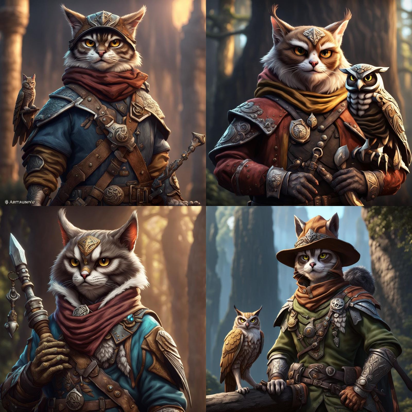 Tabaxi Ranger and Owl Fantasy Art