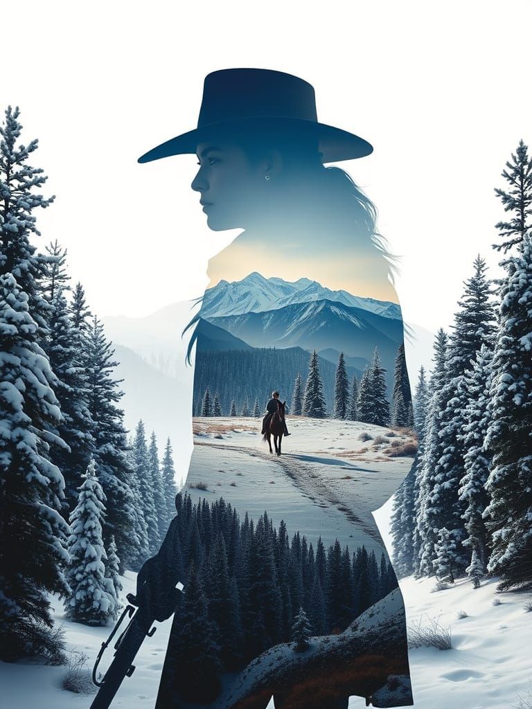 Arthur Morgan Double Exposure in Winter Landscape
