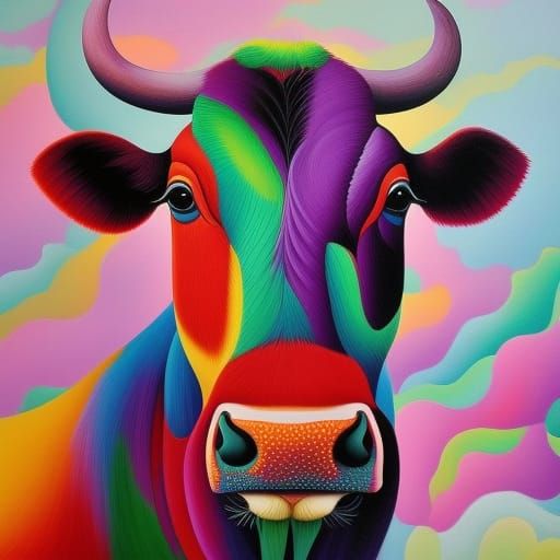 Colorful Cow Art in Ocampo, Stålenhag Style