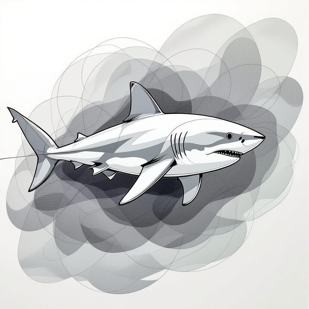 Minimalist Shark Line Art Illustration