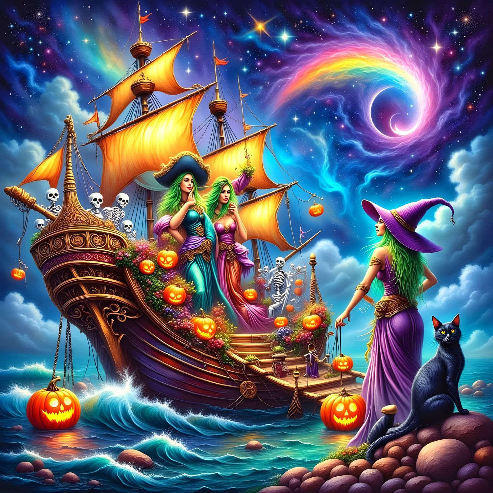 Halloween Pirate Party with Pride Flag