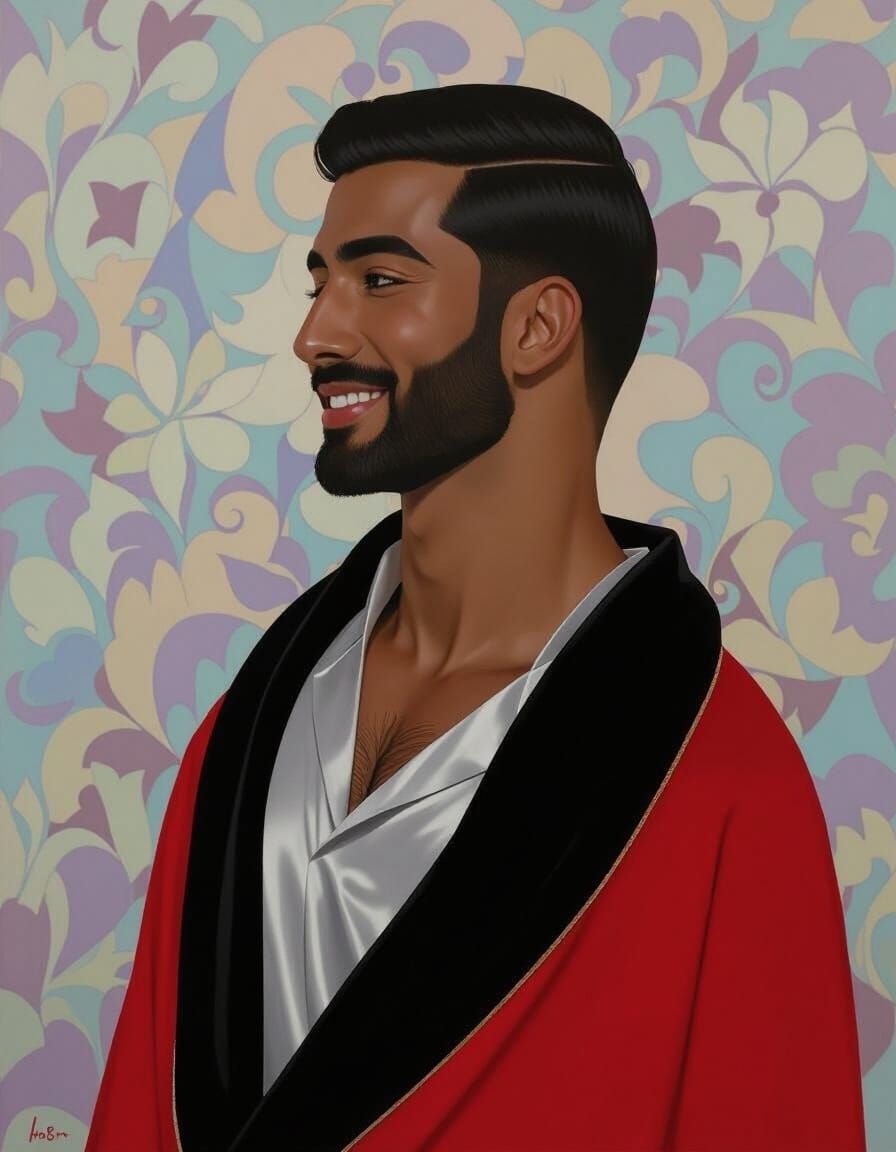 Handsome Muslim Man in Velvet Robe, Celestial World