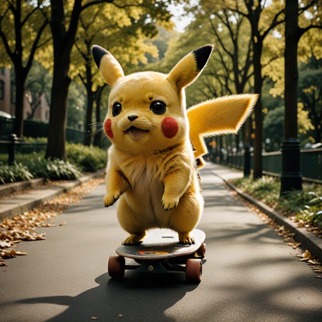 Pikachu in High-Speed Sports Photography Style