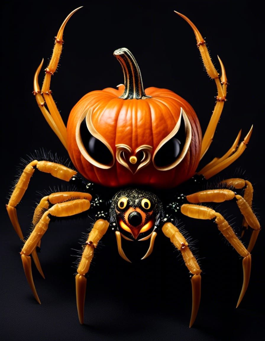 Halloween Pumpkin Spider with Striking Eyes
