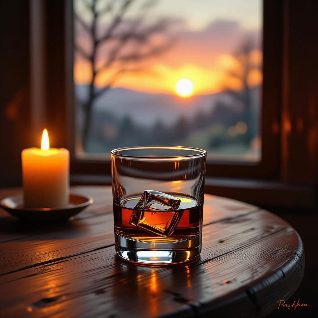Whiskey Still Life in Atmospheric Lighting