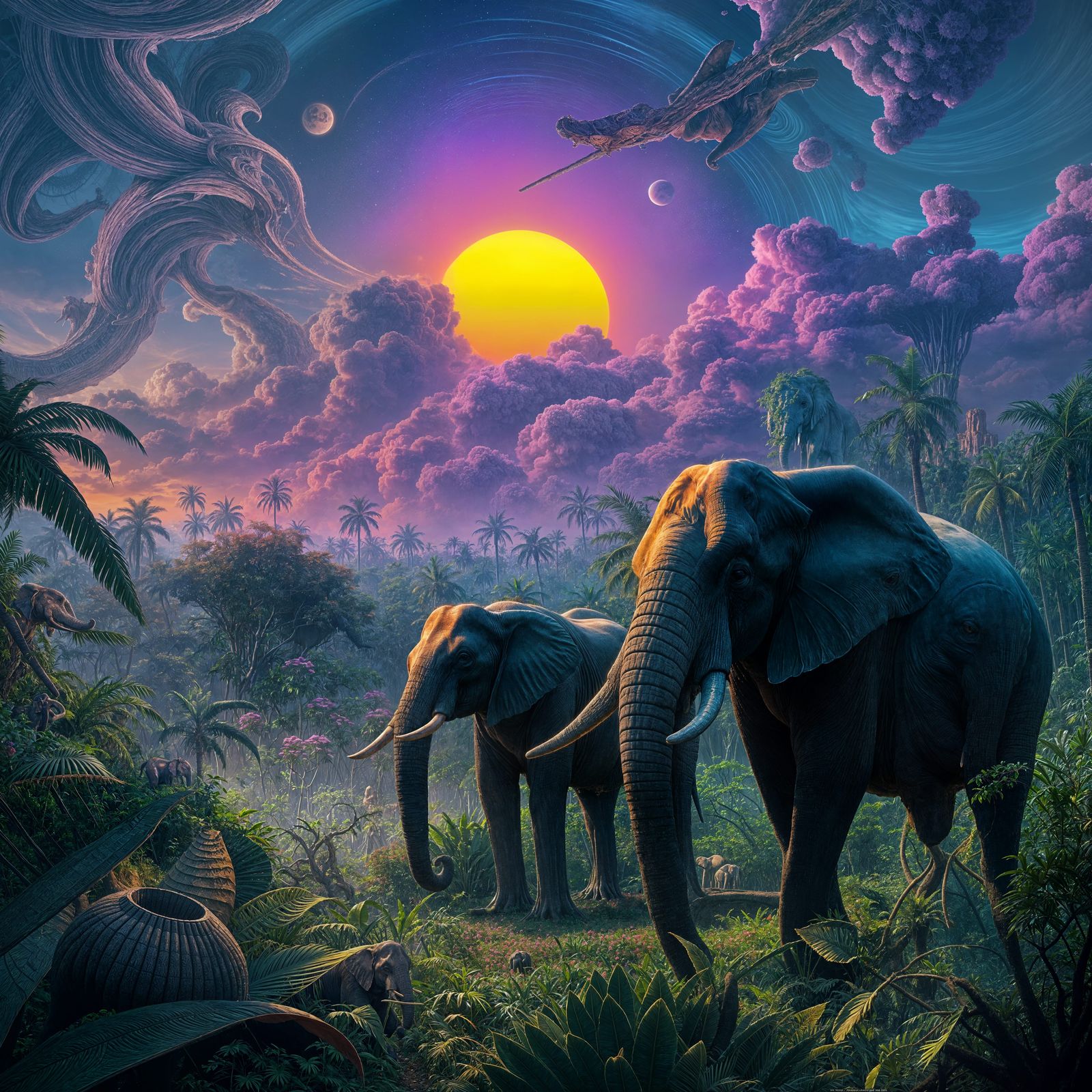 Surreal Jungle Paradise in Prehistoric Aesthetic