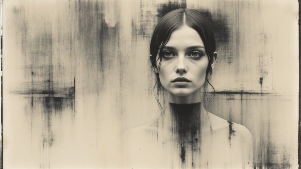 Dreamlike Girl in Pastel Bromoil Print Style