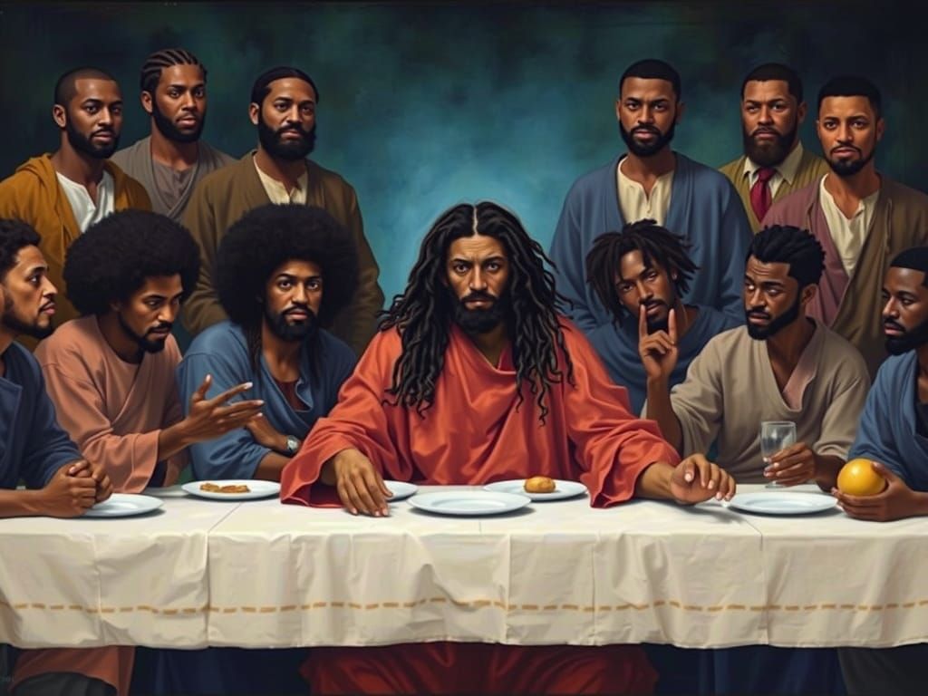 Black Men in 'The Last Supper' Style Painting
