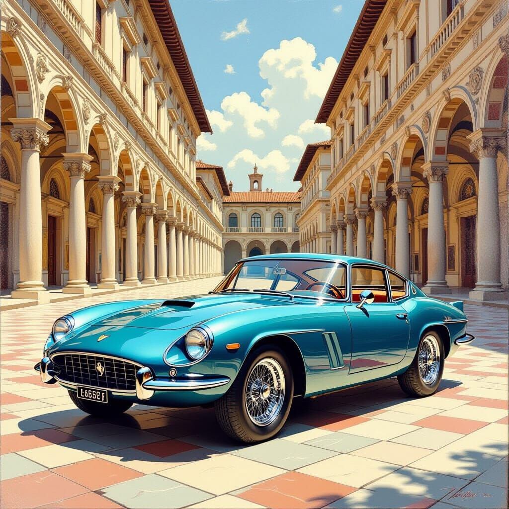 Classic Italian Sports Car on Renaissance Piazza