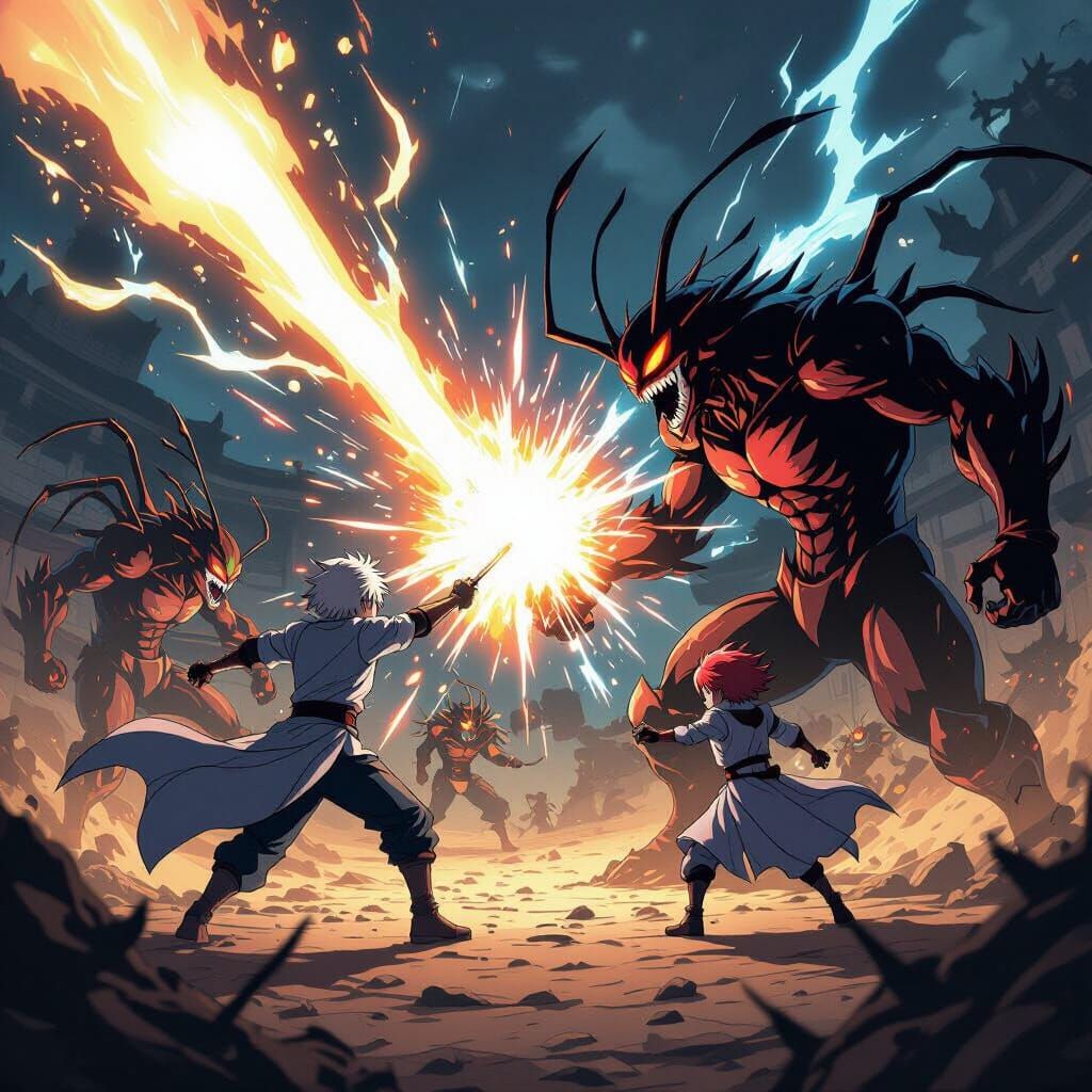 Epic Battle: 100 Chimera Ants vs. Isaac Netero