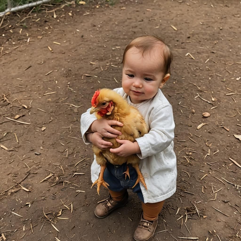 Chicken Hugging Baby: An Unexpected Embrace