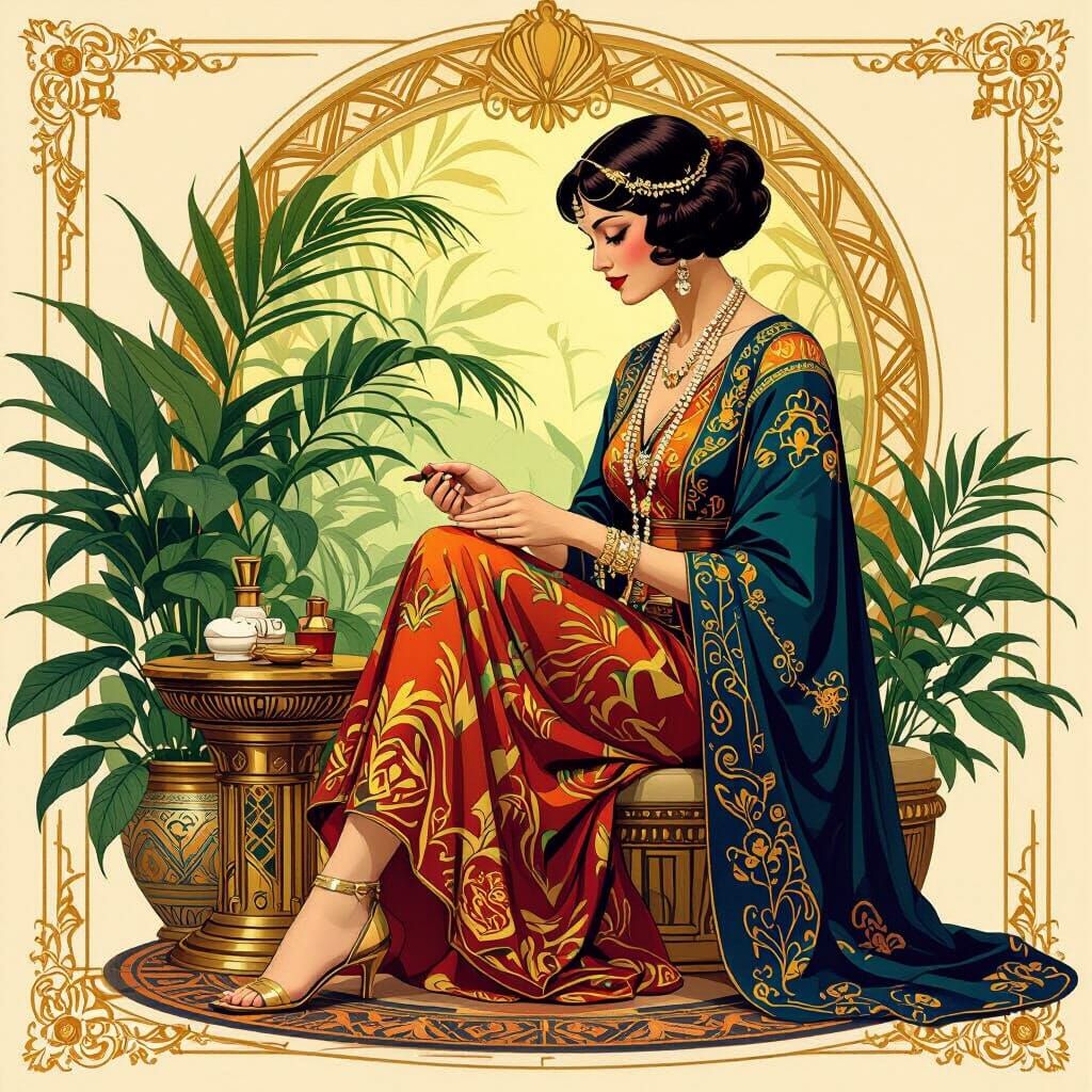 Elegant Art Deco Mother Receives Foot Care